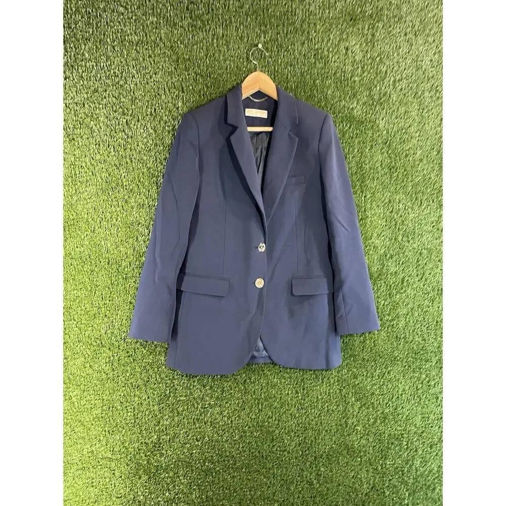 Michael Kors Women’s Navy Blue Blazer Suit Jacket Size M Gold Buttons